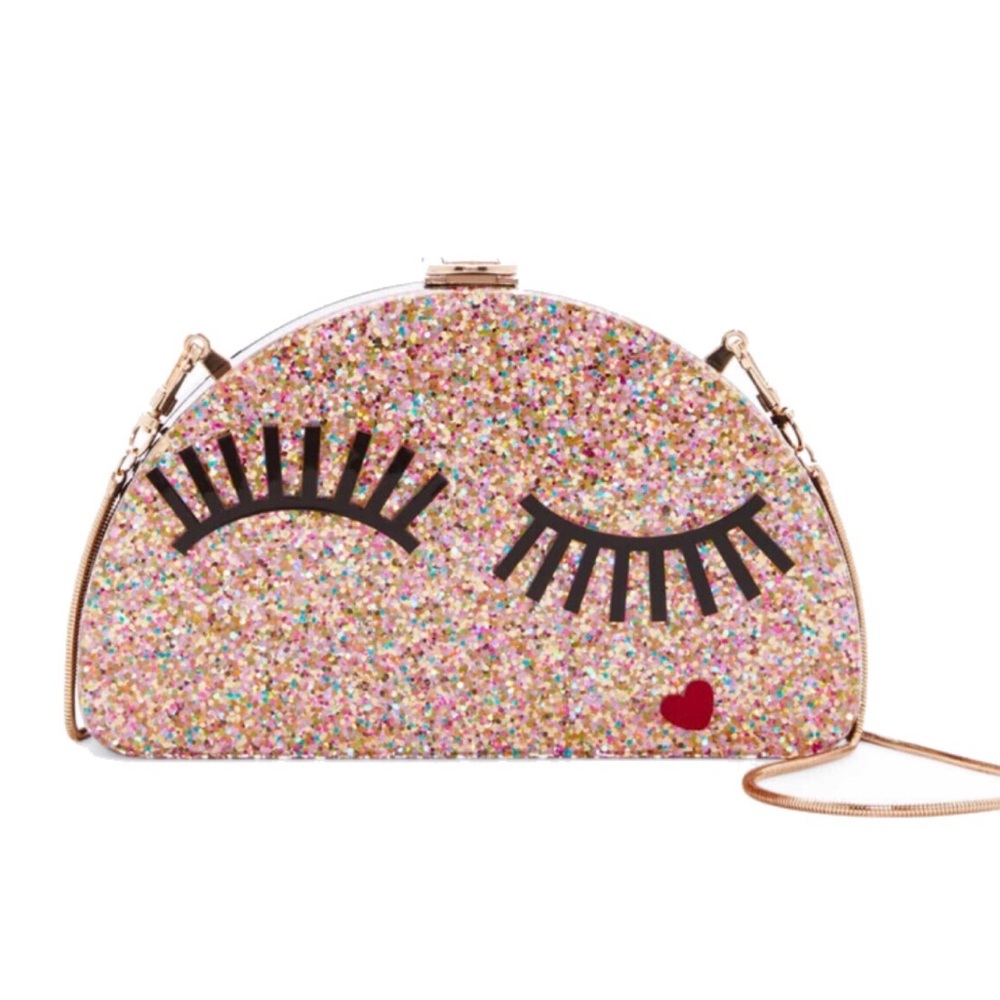 Milly Glitter Eyelash Half Moon Clutch